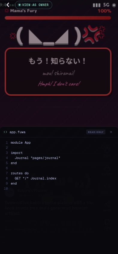 peek code, opens a drawer